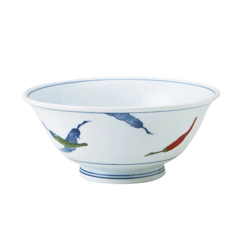 heavy-duty dinnerware for weddings -White Donburi Bowl - Chili Pepper