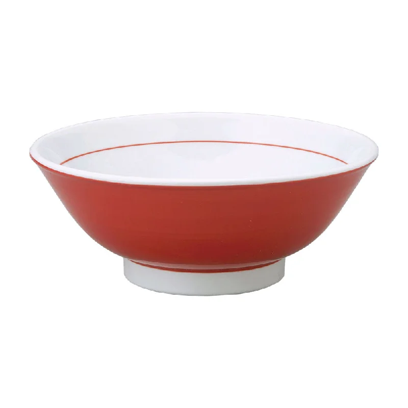 modern wooden dinner plates -8.5" White and Red Ramen Bowl