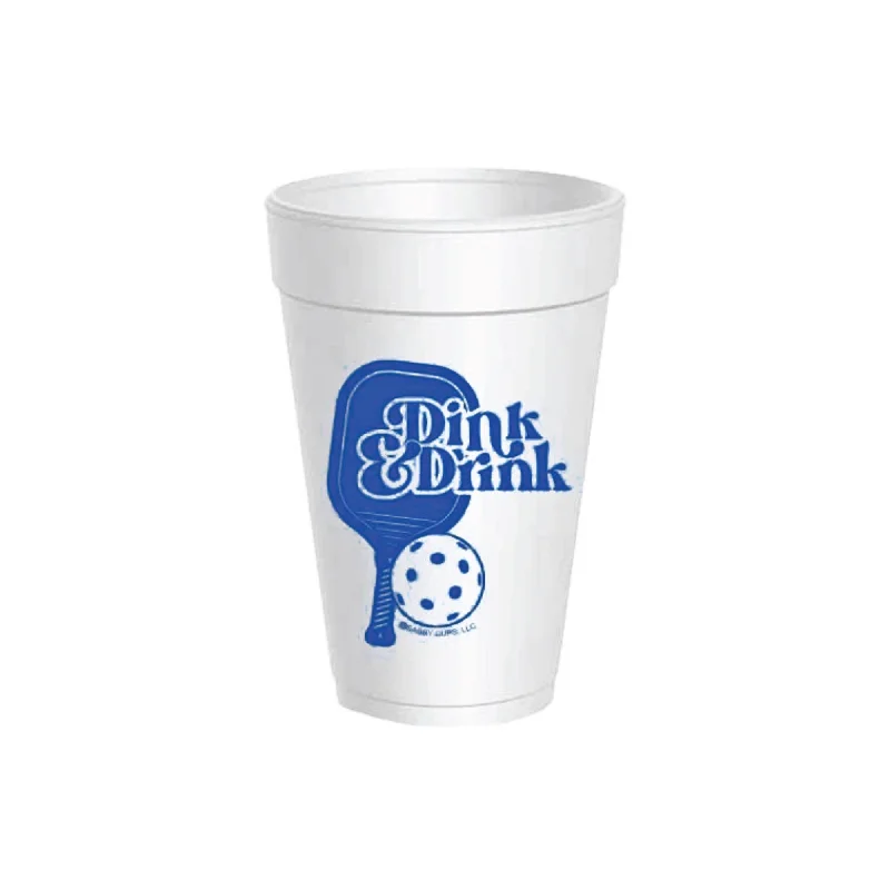 personalized insulated cups for hot drinks -Dink & Drink Pickleball Styrofoam Cups with Lids 10ct