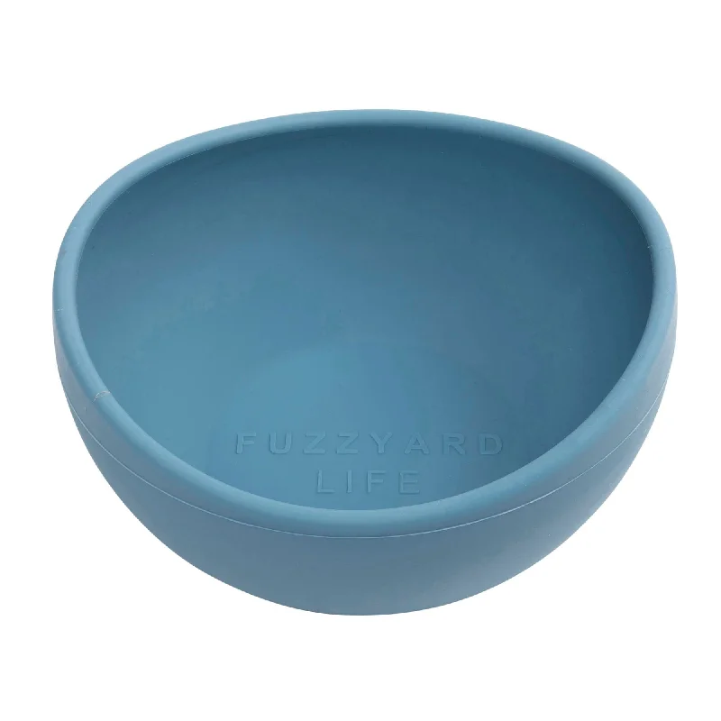 kids dinner plates for home use -FuzzYard Life Silicone Dog Bowl French Blue Medium