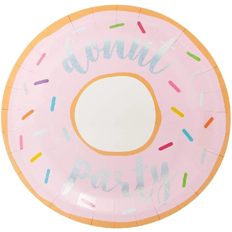 high-quality plastic dinnerware for parties -48-Pack Pink Donut Party Themed Disposable Paper Plates 9" for Kids Birthday Party