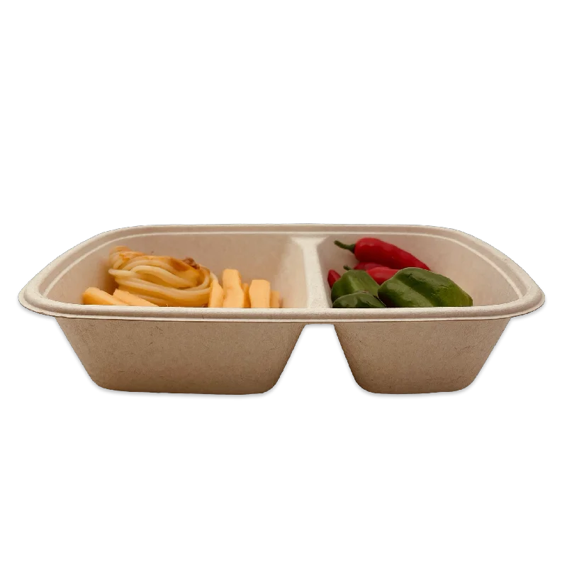 personalized bamboo flatware -CR900-2 2-Compartment Natural Pulp Tray