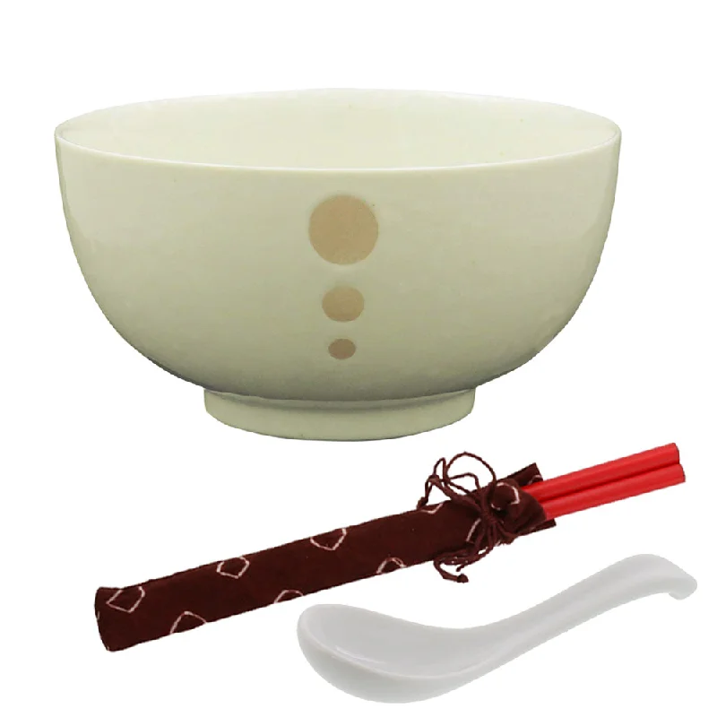 compostable serving plates -Large Multi-Purpose Donburi Bowl with Chopsticks and Soup Spoon - White