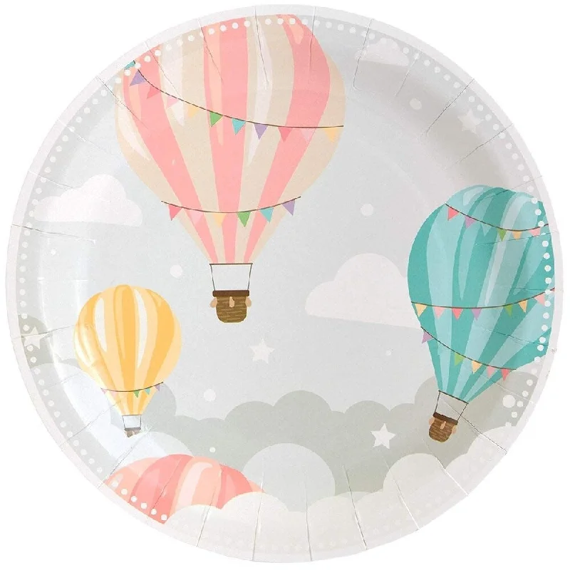 personalized porcelain soup bowls -80-Pack Hot Air Balloon Themed Party Disposable Paper Plates 9" for Baby Shower