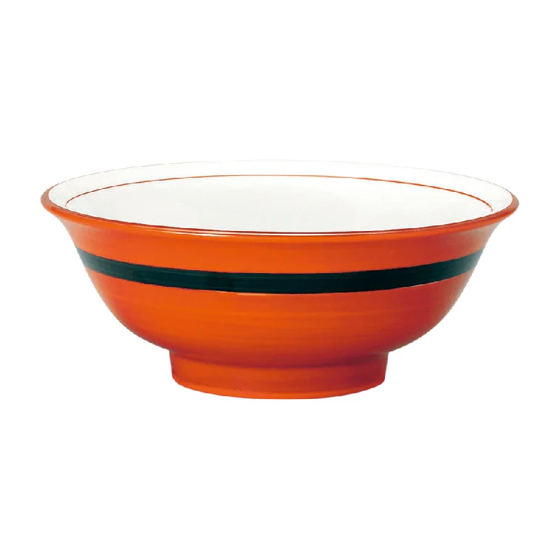 heavy-duty camping dinner plates -8.4" Red and White Donburi Bowl With Black Line