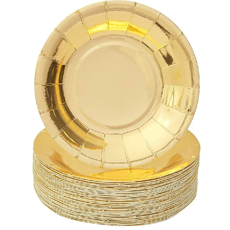 eco-friendly wedding tableware -48x Gold Paper Party Appetizer Plates, Party Supplies, Gold Foil, 5 Inch