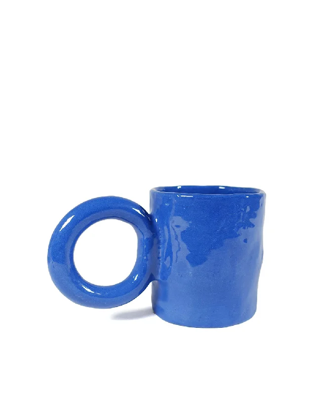 insulated travel mugs with handle -Circle cup - simple blue