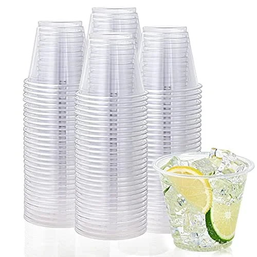 creative coffee mugs for office -200 Pack 9 oz Clear Plastic Cups, ,9 Ounce Disposable Plastic Drinking Cups, Crystal Clear PET Plastic Cups for Parties, Wedding, Christmas Day