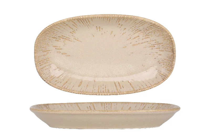 compostable plastic dinner plates -Sand Snell Oval Service Plate 24cm