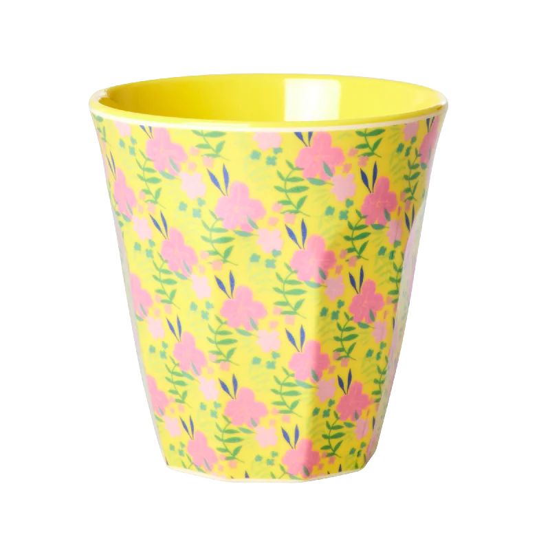 funny mugs for family events -Medium Melamine Cup - Yellow - Sunny Days Print