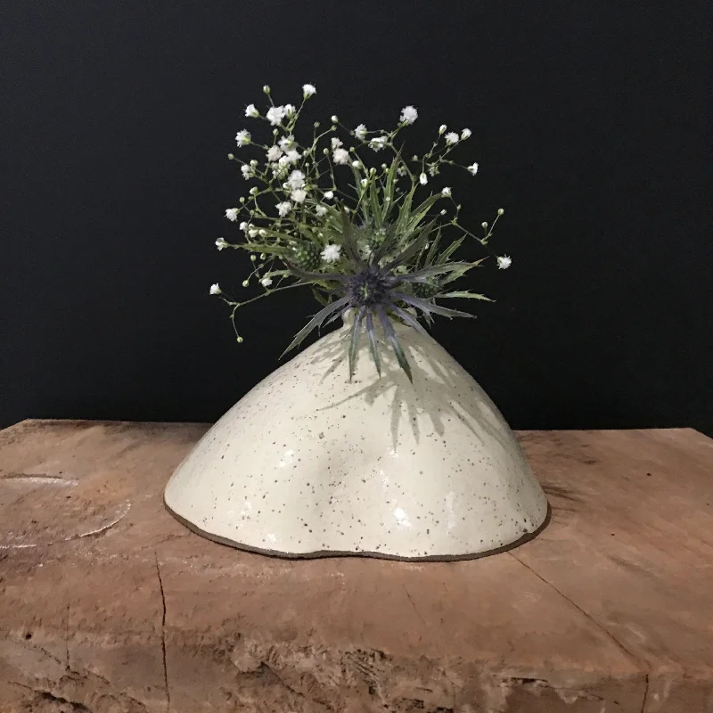 decorative tall ceramic flower vase -Cone vase in Off White speckle