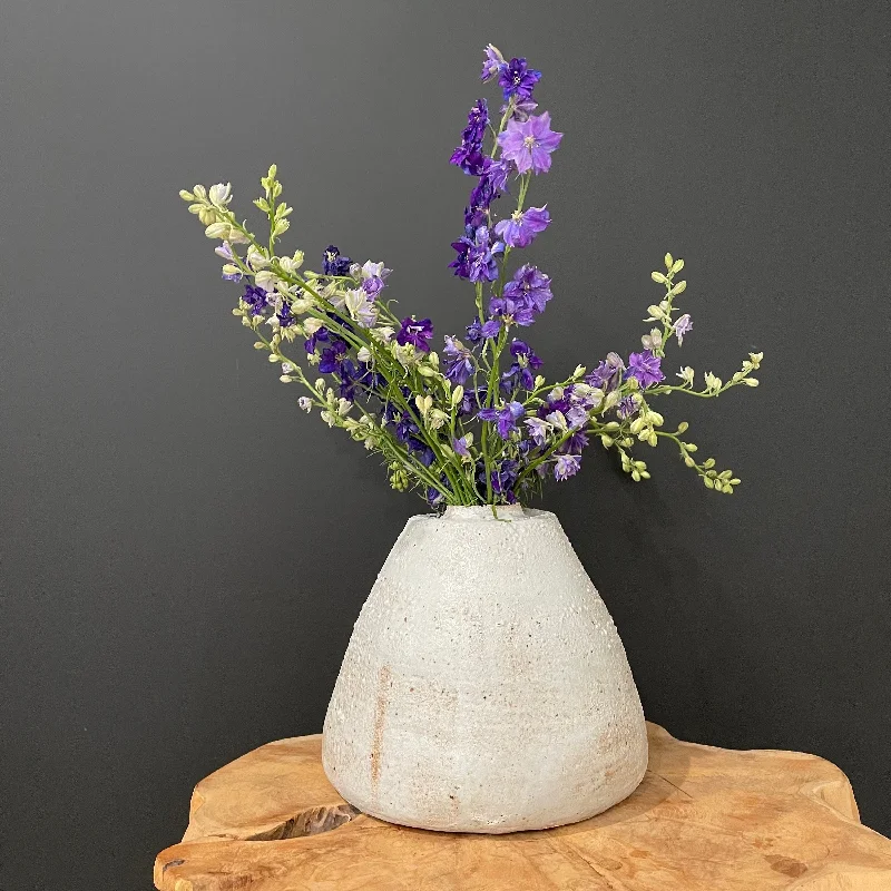 modern geometric flower jar for floral designs -Textured vase in White