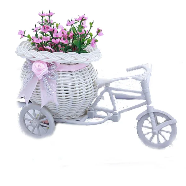 contemporary vase with floral design -Bike Shape Flower Basket Vase