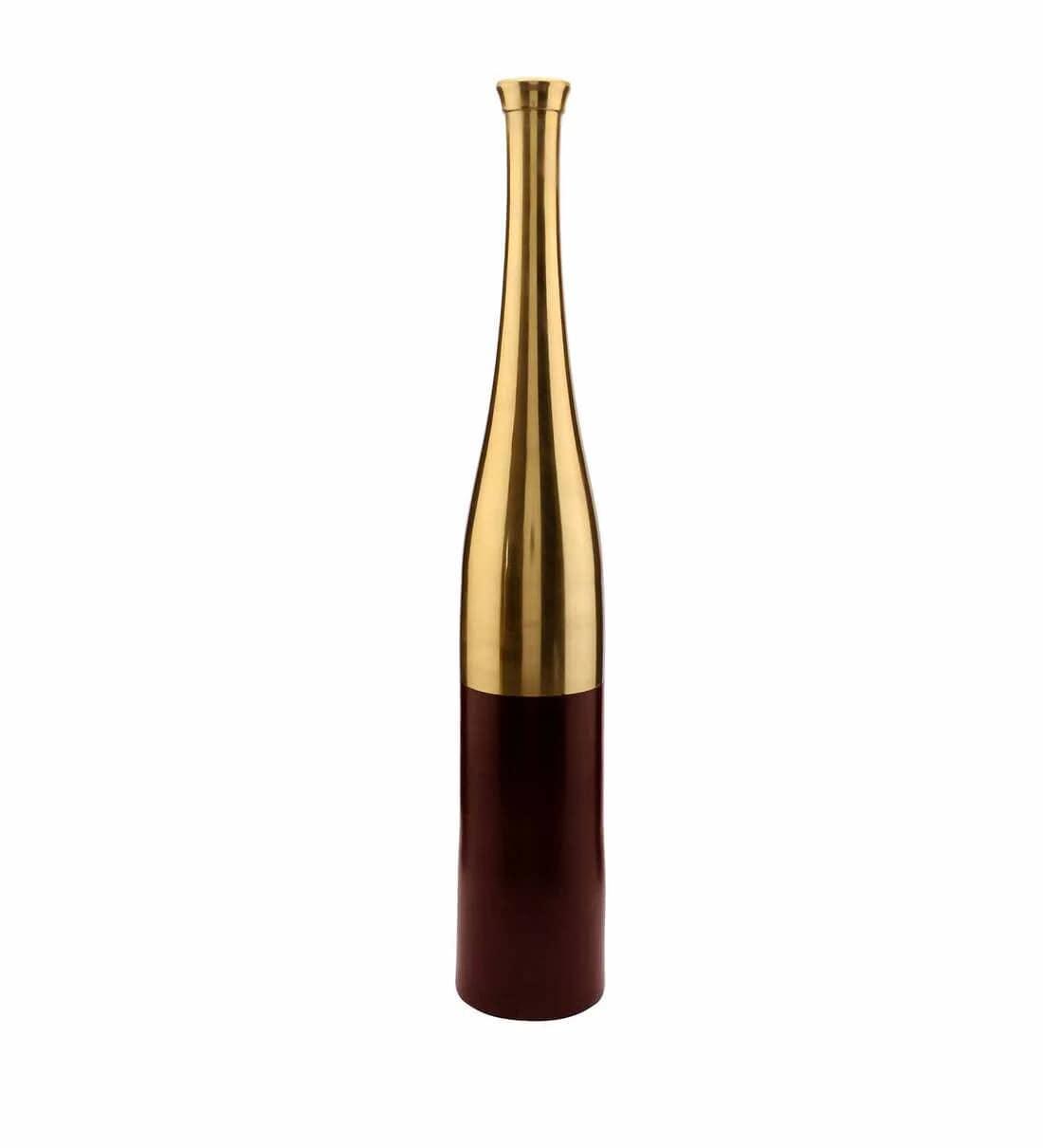 unique tall flower vase for floral displays -Champagne Bottle Scarlet Red & Gold (Large) Aluminium Table Vase,