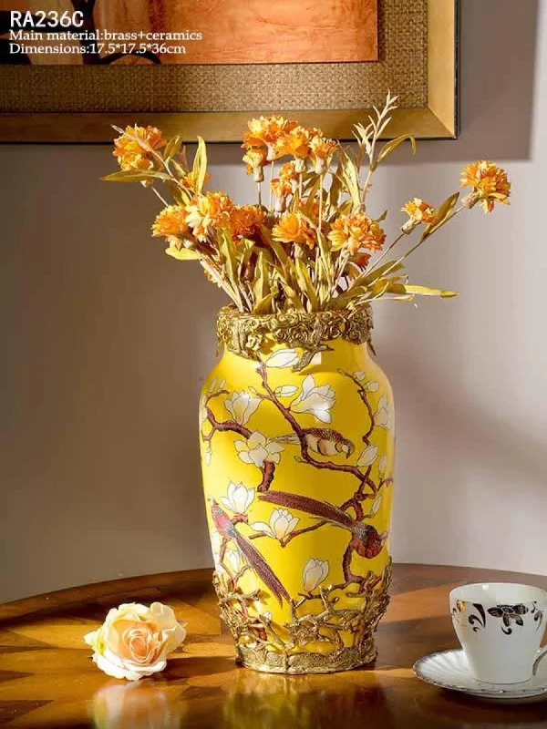 handmade decorative crystal flower jar -Colorful Porcelain Vase