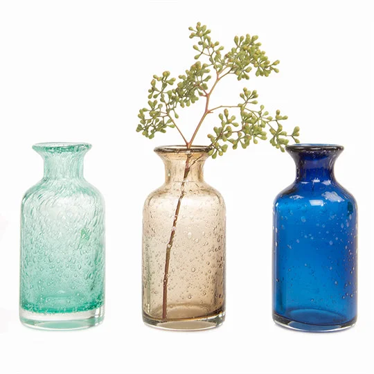 unique rustic flower vase for display -Elixer Glass Boho Flower Vase