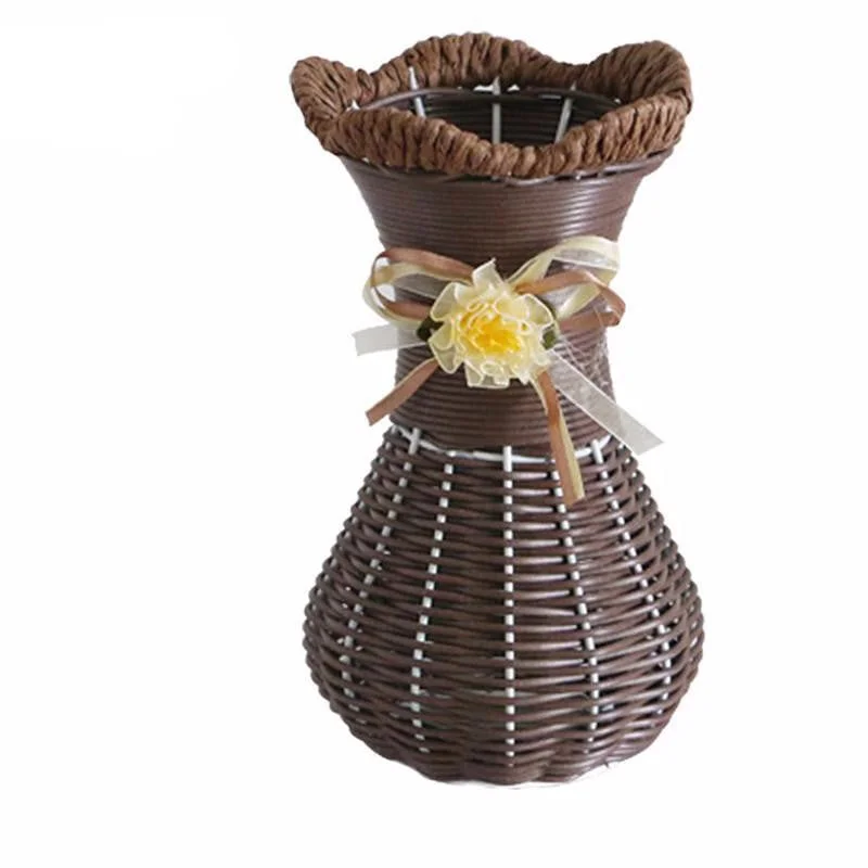 tall handmade flower vase -Europe Style Rattan Basket Decorative Vase