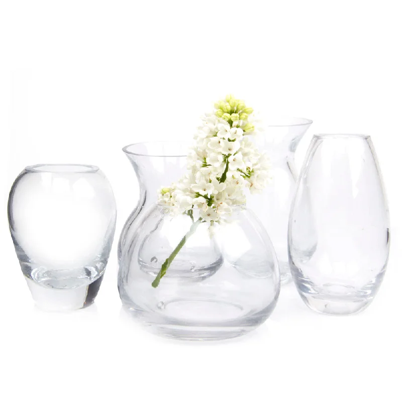 geometric metal flower jar for decor -George Glass Clear Bud Vase Kit