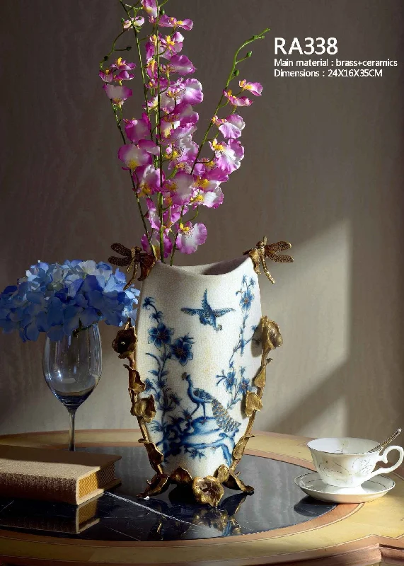 colorful handmade flower vase -Golden Peacock High Vase