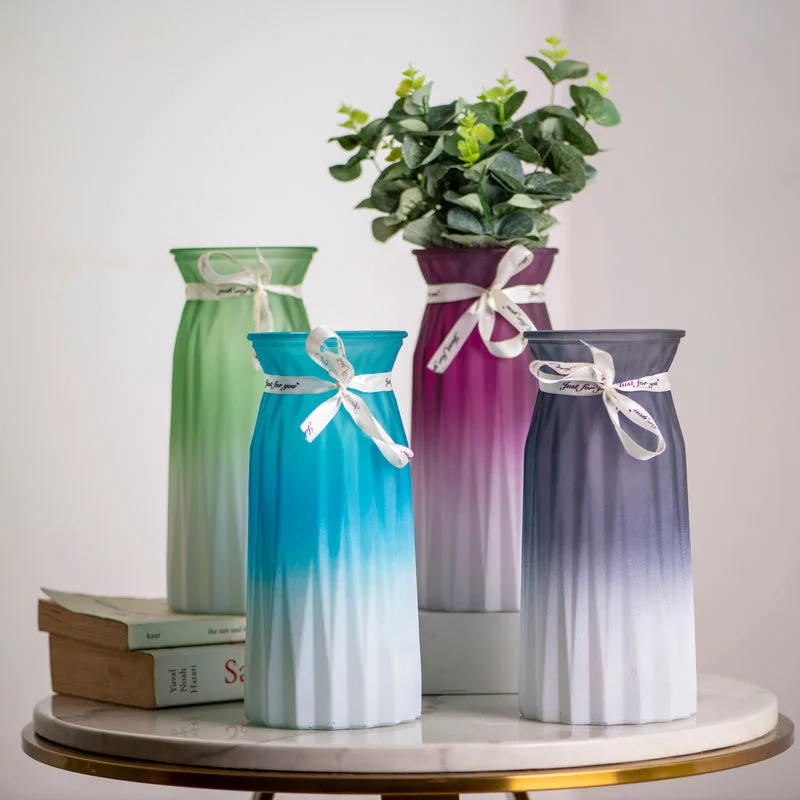 crystal decorative flower vase for wedding -Graceful Frosted Glass Vase