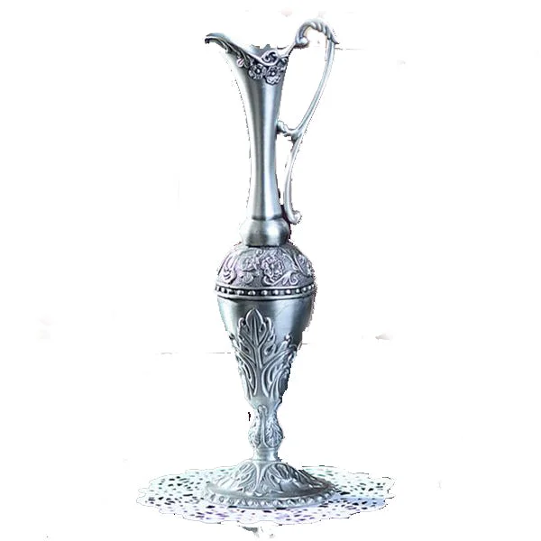 elegant geometric flower vase for home decor -Hot Pewter Plated Metal Flower Vase