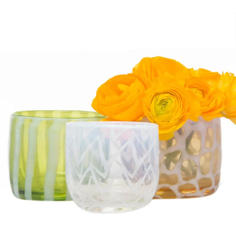 geometric handmade flower jar for home -Jungle Glass Boho Flower Vase