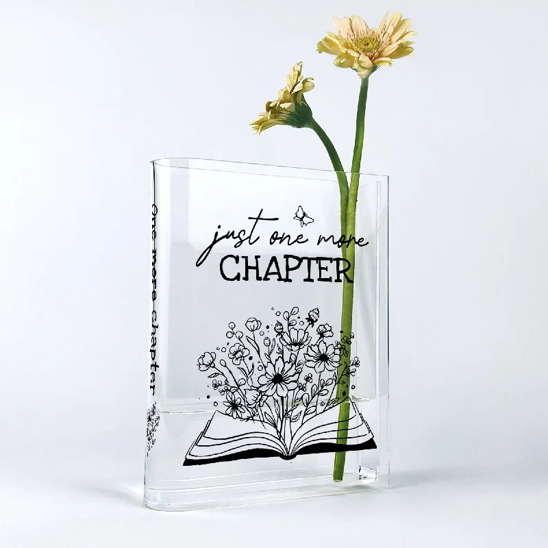 unique decorative geometric flower vase -Just One More Chapter Acrylic Book Vase