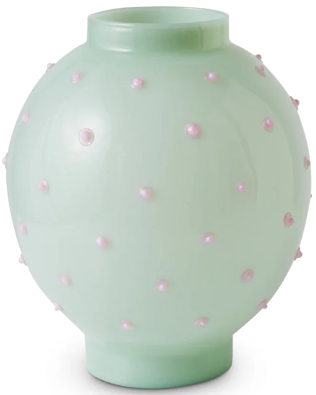 handmade flower vase for centerpiece display -Kip & Co Pistachio Polkadot Fish Bowl Vase