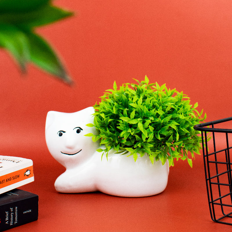 floor flower vase with modern design -Kitty Planter - Hand Painted Mini Resin Pot