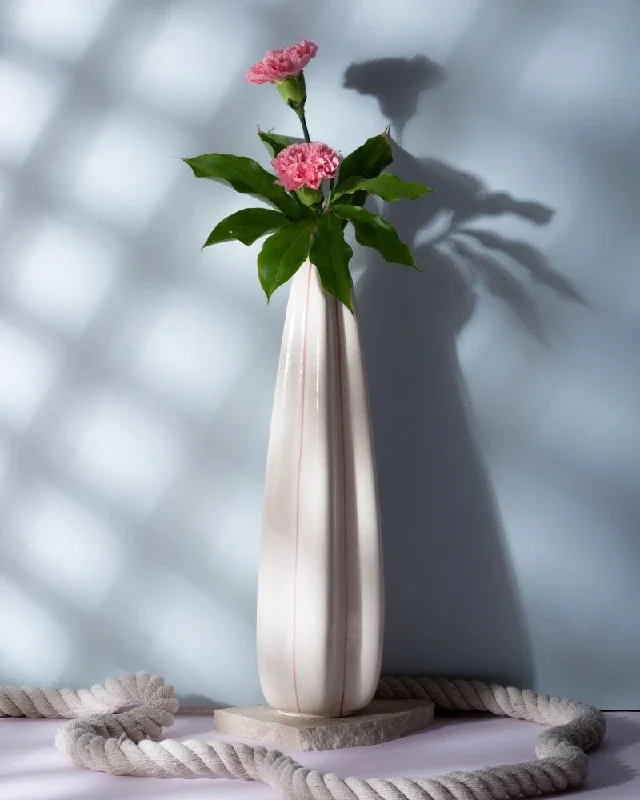 tall handmade wooden flower vase -Lang Vase Melon