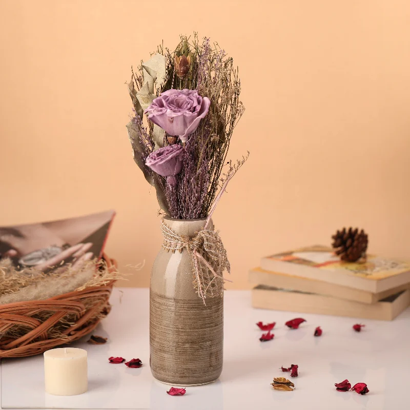 crystal flower vase for home centerpiece -Lea Dried Lavender  Big Vase