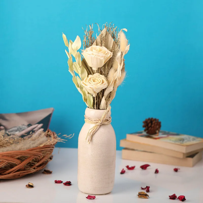 vintage wooden flower vase for modern decor -Lea Dried Yellow Delight Big Vase