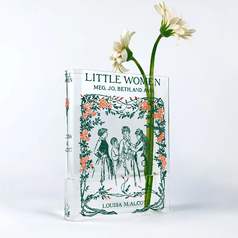 creative tall glass flower vase -Little Women Acrylic Book Vase