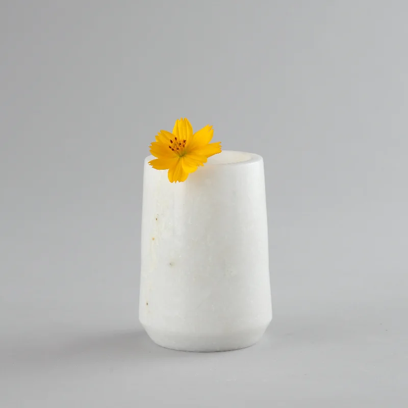 rustic decorative flower vase with flowers -White Marble Flower Vase