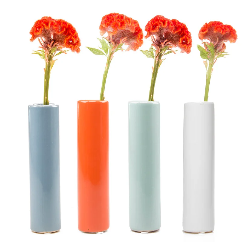 decorative ceramic flower vase with stand -Moloko Ceramic Bud Vase Kit