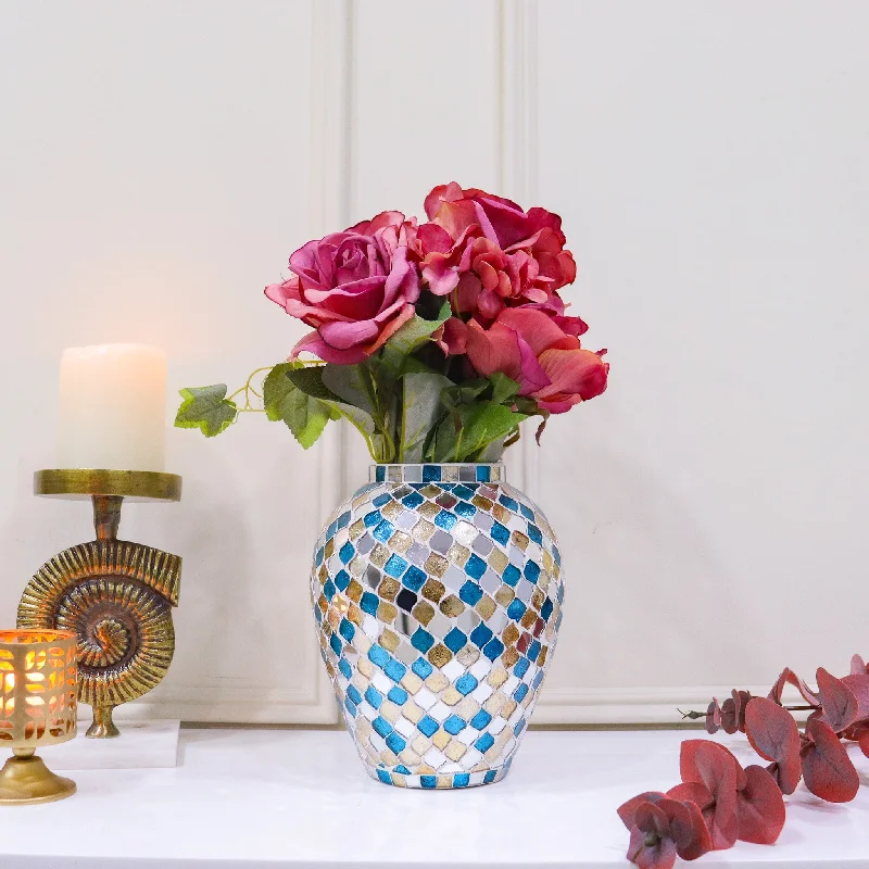 geometric flower jar for living room -Mosaic Pitcher Vase