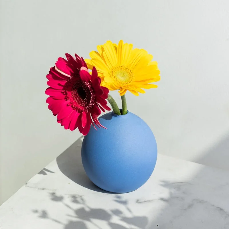 small crystal flower jar -Persian Blue Round Vase