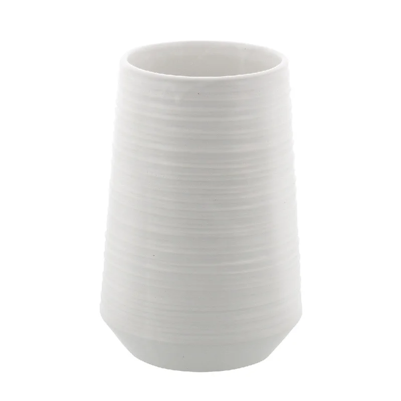 glass flower jar for modern decor -Porcelain Ceramic Ribbed Decorative Vase - White - CosmoLiving by Cosmopolitan