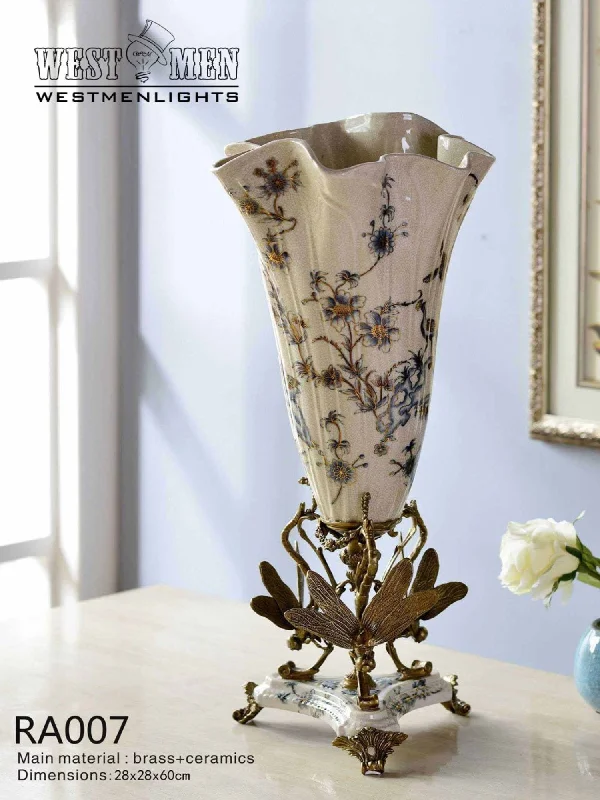 crystal handmade flower vase for floral centerpieces -Ormolu Mounted Porcelain Flower Vase Centerpiece