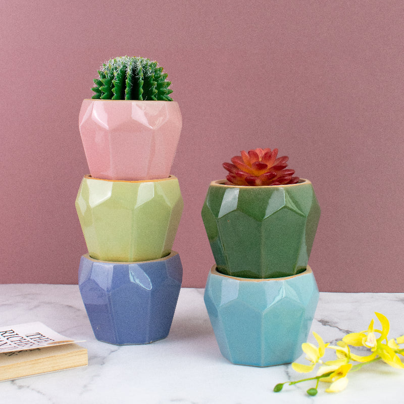 luxury flower vase with geometric design -Quirky Geometric Planter