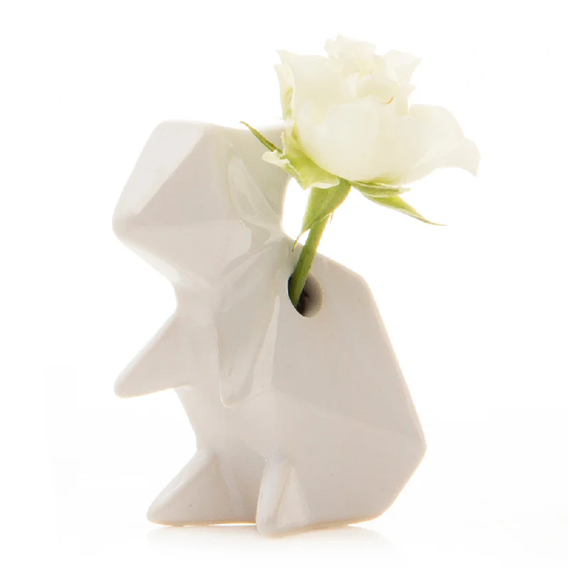 modern geometric crystal flower vase -Rabbit Ceramic Bud Vase