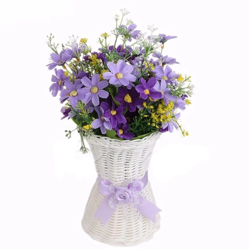 tall hand-painted ceramic flower vase -Rattan Plastic Basket Flower Vase