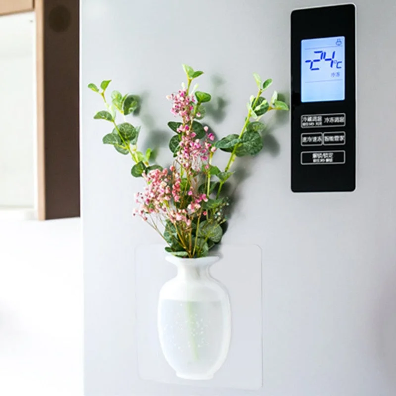 modern ceramic flower vase with stand -Silicone Sticky Wall Magic Plant Vase