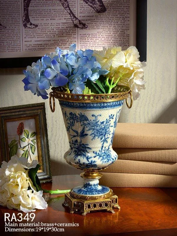 tall modern wooden flower vase -Gilt Bronze Flower Centerpiece