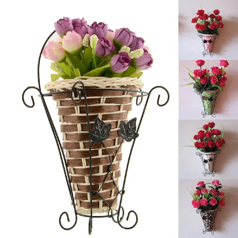 geometric handmade flower vase for flowers -Wall Hanging Basket Flower Vase