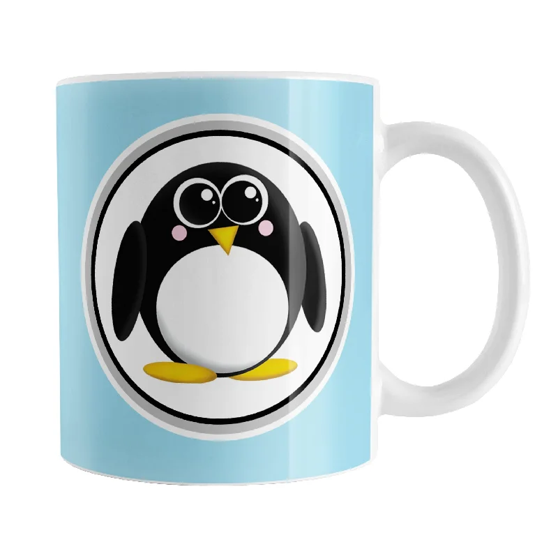 eco friendly custom coffee cups -Adorable Light Blue Penguin Mug