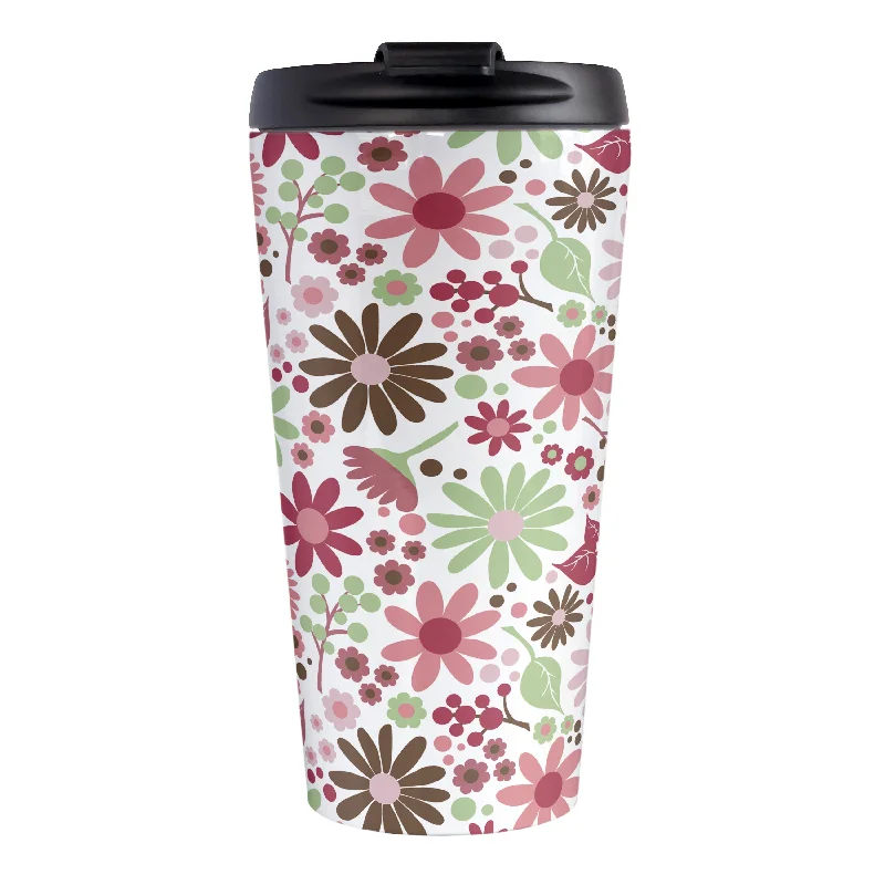 best travel mugs with designs -Berry Green Summer Flowers Travel Mug