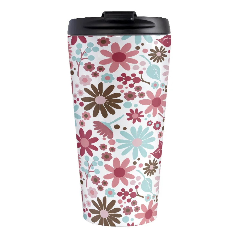 custom large coffee mugs for gifts -Berry Blue Summer Flowers Travel Mug