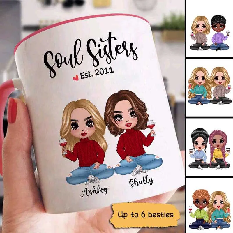 clear coffee tumblers with designs -Besties Since Doll Besties Gift For Best Friend Besties Personalized Mug