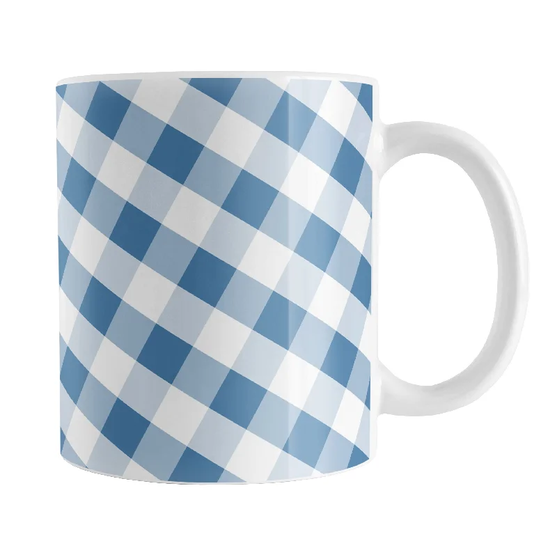 best tea mugs for gifts -Blue Gingham Mug